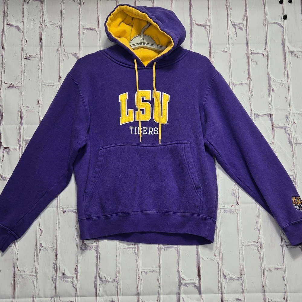 Y2K Team Edition LSU Tigers Hoodie Men XS Purple Collegiate NCAA Pullover Fleece